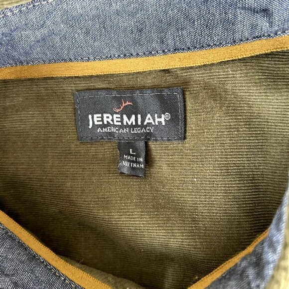 JEREMIAH Long Sleeve Button Down Corduroy Overshirt in Mossy Green MEN'S LARGE - Picture 5 of 9